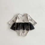 【66-90cm】 ワンピース風 小花柄 ロンパース - 画像 (5)