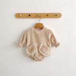 【66-90cm】 無地 フリース ロンパース - 画像 (3)