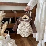 【66-90cm】 花柄 キャミロンパース＆裏起毛 トップス - 画像 (4)
