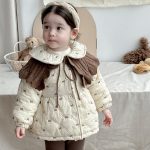 【73-100cm】厚手 蝶結び付き 裏起毛 アウター