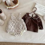 【66-90cm】 花柄 キャミロンパース＆裏起毛 トップス - 画像 (3)