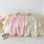 【73-100cm】ドット チェック ルームウェア セットアップ - 画像 (3)