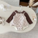 【66-90cm】 花柄 キャミロンパース＆裏起毛 トップス - 画像 (7)