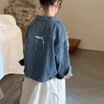 【90-150cm】 リボン付き デニム アウター