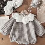 【73-100cm】暖かい フリル襟 ロンパース - 画像 (11)