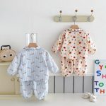 【73-100cm】レインボー ボーダー 小犬 セットアップ ルームウェア - 画像 (14)