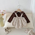 【66-90cm】 花柄 キャミロンパース＆裏起毛 トップス - 画像 (5)
