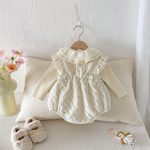 【66-90cm】 ベロア 中綿 ロンパース - 画像 (2)