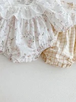 【66-90cm】 フリル襟 チェックOR花柄 ロンパース - 画像 (10)