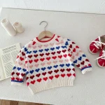 【80-130cm】ハート柄 ニット トップス or ボトムス - 画像 (5)