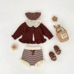 【66-100cm】フリル ニット カーディガン ショートパンツ - 画像 (5)