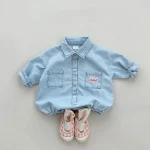 【66-90cm】 シンプル ポケット付き ロンパース - 画像 (4)