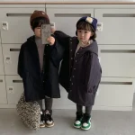 【80-150cm】 韓国風 暖かい フート付き ロングコート - 画像 (14)