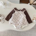 【66-90cm】 花柄 キャミロンパース＆裏起毛 トップス - 画像 (6)