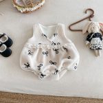 【66-90cm】 ボア リボン 刺繍 ロンパース - 画像 (4)