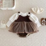【66-90cm】 厚みのあるベルベットのスカート ロンパース - 画像 (7)