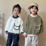 【80-150cm】 ポケット付き クールネック トップス - 画像 (6)
