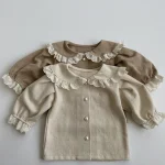 【73-120cm】 丸襟レース シャツ - 画像 (2)