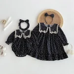 【66-140cm】 リボン 小花柄 ロンパース or ワンピース - 画像 (4)
