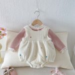 【66-90cm】 カラフル ハート 裏起毛 ロンパース レース リブ インナー - 画像 (5)