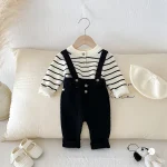 【66-90cm】 ボーダー ニットトップス＆サロペット 2点セット - 画像 (12)