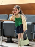 【90-140cm】 グリーンキャミOR シャツ ORデニム スカート