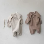 【66-90cm】 韓国風 ノーカラー ロンパース - 画像 (3)