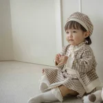 【73-100cm】チェック柄帽子＋ トップス ＋ スカート セットアップ - 画像 (2)