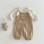 【73-120cm】 ポケット付き シンプル サロペット - 画像 (12)