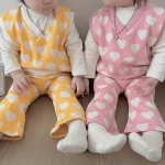 【80-120cm】ハート ベスト ＋ パンツ セットアップ - 画像 (4)