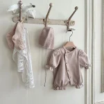 【66-90cm】パフスリーブノーカラー ロンパース - 画像 (5)