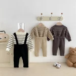 【66-90cm】 ボーダー ニットトップス＆サロペット 2点セット - 画像 (4)