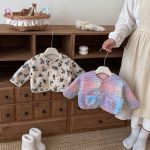 【73-120cm】 花柄 チェック 中綿 ジャケット - 画像 (4)