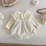 【66-90cm】 ベロア 中綿 ロンパース