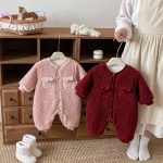 【66-90cm】 シャネル風 裏起毛 カバーオール - 画像 (5)