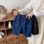 【73-120cm】 無地 裏起毛 デニムパンツ - 画像 (4)