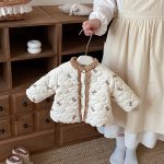 【73-120cm】 リボン 中綿 キルティング コート - 画像 (5)