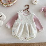 【66-90cm】 カラフル ハート 裏起毛 ロンパース レース リブ インナー - 画像 (7)