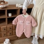 【66-90cm】 シャネル風 裏起毛 カバーオール - 画像 (7)