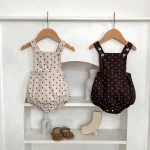 【66-100cm】 ドット サロペット ロンパース or 花柄インナー シャツ - 画像 (12)