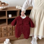 【66-90cm】 シャネル風 裏起毛 カバーオール - 画像 (6)