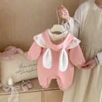 【66-90cm】 ポンポン付き フード カバーオール - 画像 (6)