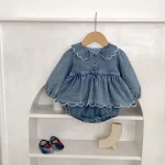 【66-90cm】 フリルデニム ロンパース - 画像 (4)