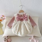 【66-90cm】 カラフル ハート 裏起毛 ロンパース レース リブ インナー - 画像 (6)