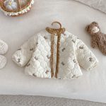 【73-120cm】 リボン 中綿 キルティング コート