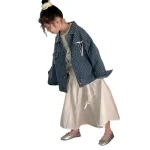 【90-150cm】 リボン付き デニム アウター - 画像 (6)