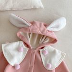 【66-90cm】 ポンポン付き フード カバーオール - 画像 (7)