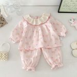 【73-100cm】フリル襟 カートゥーン プリント ルームウェア セットアップ - 画像 (4)