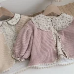 【66-90cm】 パフスリーブ リブ カーディガン - 画像 (7)