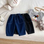 【73-120cm】 無地 裏起毛 デニムパンツ - 画像 (9)
